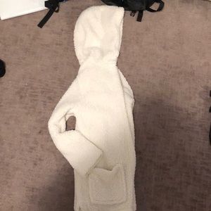 white sherpa cardigan